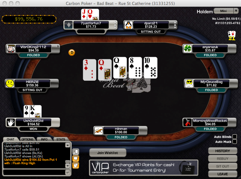 Carbon Poker Screenshot Table