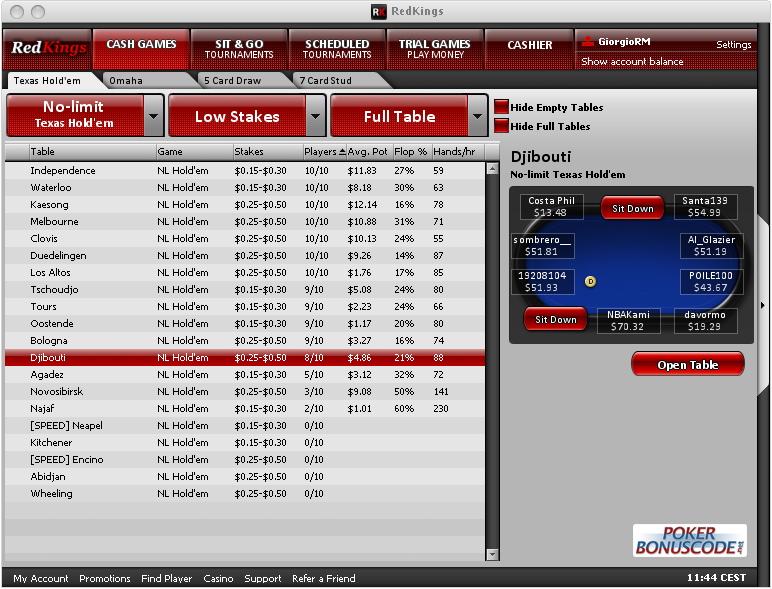 Redkings Poker Screenshot Lobby