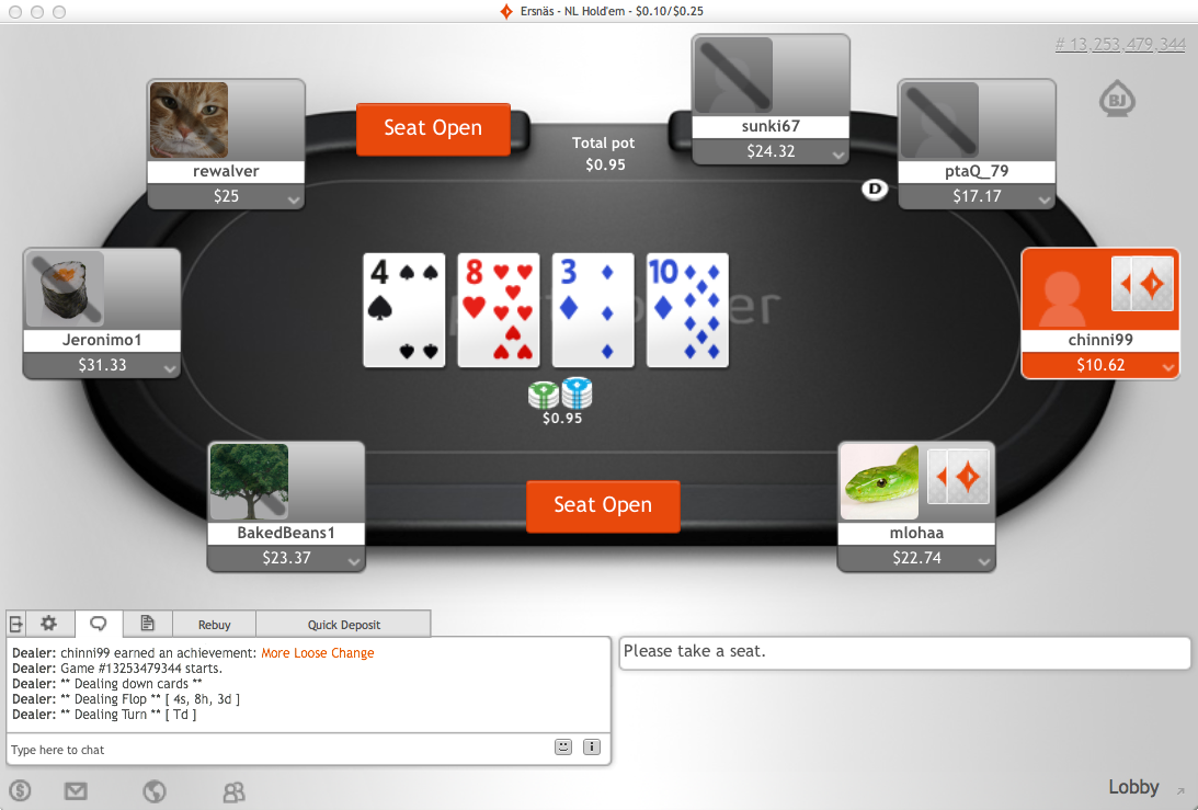 Party Poker Screenshot Table